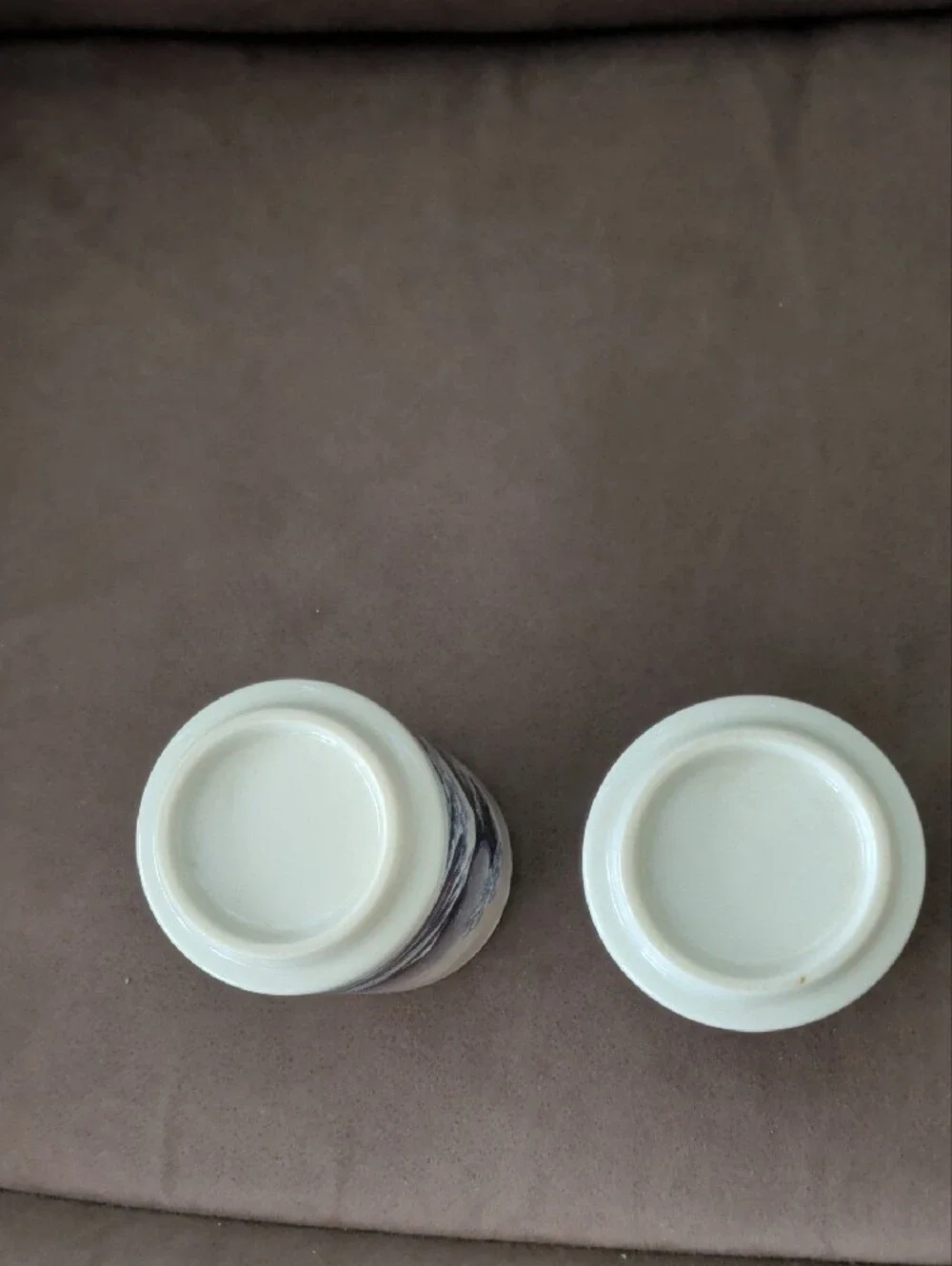 Ceramic Japanese Wave & Mount Fuji Tea Cups - Red and Blue